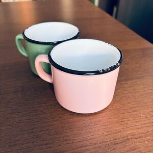 Abbott Collection - Enamel Look stoneware cappuccino mugs - set of 2